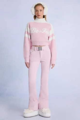 Αδιάβροχη φόρμα σκι με ζώνη σε χρώμα Powder Pink