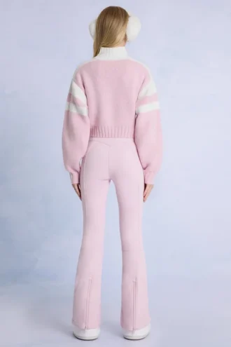Αδιάβροχη φόρμα σκι με ζώνη σε χρώμα Powder Pink