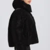 Αδιάβροχο κοντό oversized μπουφάν σκι σε μαύρο λεοπάρ