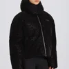Αδιάβροχο κοντό oversized μπουφάν σκι σε μαύρο λεοπάρ