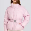 Αδιάβροχο μπουφάν σκι με ζώνη σε χρώμα Powder Pink Αδιάβροχο μπουφάν σκι με ζώνη σε χρώμα Powder Pink