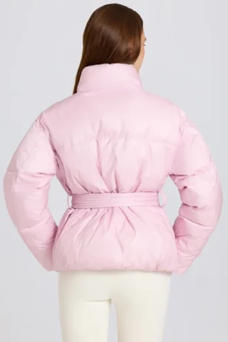 Αδιάβροχο μπουφάν σκι με ζώνη σε χρώμα Powder Pink