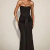 Aisra Σατέν Peekaboo Bandeau Draped Φόρεμα σε Μαύρο Aisra Σατέν Peekaboo Bandeau Draped Φόρεμα σε Μαύρο