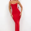 Aldona Slinky Jersey Rose Detail Evening Gown σε κόκκινο