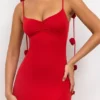 Aldona Slinky Jersey Rose Detail Evening Gown σε κόκκινο