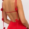Aldona Slinky Jersey Rose Detail Evening Gown σε κόκκινο