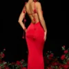 Aldona Slinky Jersey Rose Detail Evening Gown σε κόκκινο
