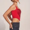Allure Sweetheart-Neck Lace-Up Corset Μπλούζα σε ροζ κόκκινο