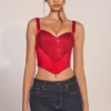Allure Sweetheart-Neck Lace-Up Corset Μπλούζα σε ροζ κόκκινο