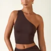 Andi Modal One-Shoulder Μπλούζα σε χρώμα σοκολάτας Andi Modal One-Shoulder Μπλούζα σε χρώμα σοκολάτας