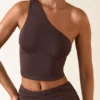 Andi Modal One-Shoulder Μπλούζα σε χρώμα σοκολάτας Andi Modal One-Shoulder Μπλούζα σε χρώμα σοκολάτας