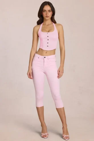 Anessa Mid-Rise Capri Jeans σε ροζ χρώμα