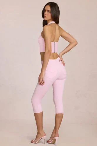Anessa Mid-Rise Capri Jeans σε ροζ χρώμα