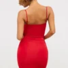 Aniela Slinky Jersey Rose Detail Cut Out Μίνι Φορέμα σε κόκκινο