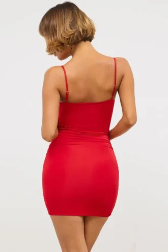 Aniela Slinky Jersey Rose Detail Cut Out Μίνι Φορέμα σε κόκκινο