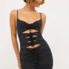 Aniela Slinky Jersey Rose Detail Cut Out Μίνι Φορέμα σε μαύρο