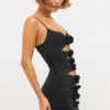 Aniela Slinky Jersey Rose Detail Cut Out Μίνι Φορέμα σε μαύρο