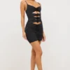 Aniela Slinky Jersey Rose Detail Cut Out Μίνι Φορέμα σε μαύρο