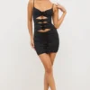 Aniela Slinky Jersey Rose Detail Cut Out Μίνι Φορέμα σε μαύρο