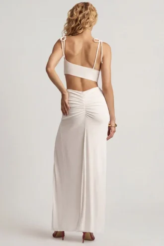 Asymmetric Μάξι Φορέμα από Imara Textured Jersey σε λευκό