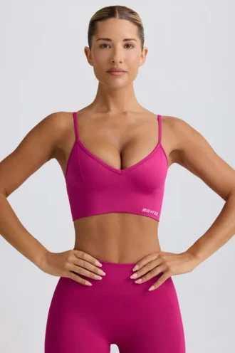 Αθλητικό σουτιέν Define Luxe με V-neck σε χρώμα Berry