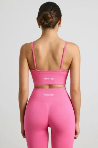 Αθλητικό σουτιέν Define Luxe με V-neck σε έντονο ροζ