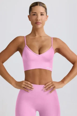 Αθλητικό σουτιέν Define Luxe με V-neck σε ροζ χρώμα