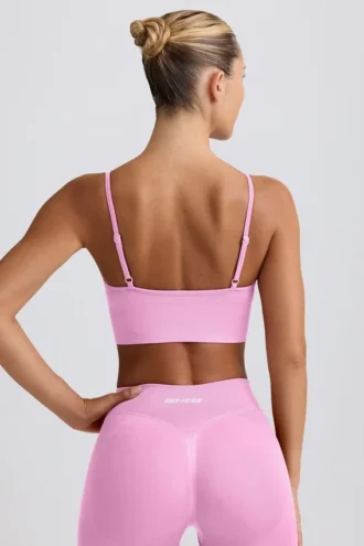 Αθλητικό σουτιέν Define Luxe με V-neck σε ροζ χρώμα