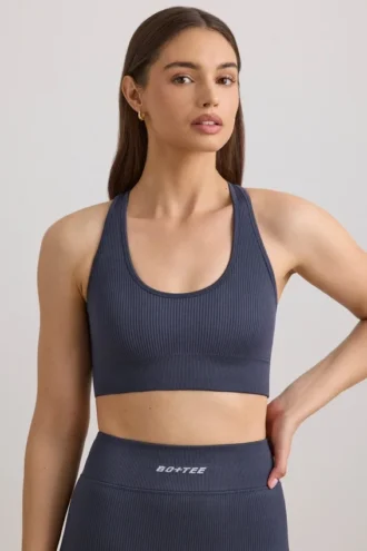 Αθλητικό σουτιέν FlexiRib με πλάτη Racerback σε χρώμα Indigo Slate