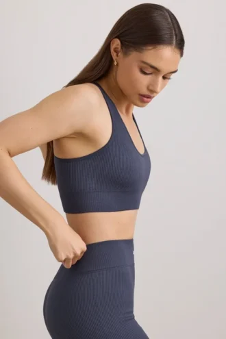 Αθλητικό σουτιέν FlexiRib με πλάτη Racerback σε χρώμα Indigo Slate