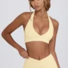 Αθλητικό σουτιέν με V-neck από βουρτσισμένο τζέρσεϊ σε χρώμα Lemon Marl Αθλητικό σουτιέν με V-neck από βουρτσισμένο τζέρσεϊ σε χρώμα Lemon Marl