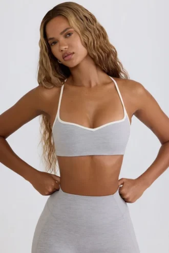 Αθλητικό σουτιέν Soft Active με λαιμόκοψη σε σχήμα καρδιάς σε γκρι χρώμα