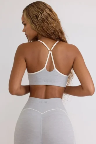 Αθλητικό σουτιέν Soft Active με λαιμόκοψη σε σχήμα καρδιάς σε γκρι χρώμα