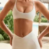 Αθλητικό σουτιέν Soft Active με ρακερ πλάτη σε κρεμ χρώμα