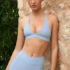 Αθλητικό σουτιέν Soft Active με σταυρωτά λουράκια στην πλάτη σε χρώμα Sky