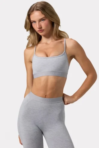 Αθλητικό σουτιέν Soft Active με σταυρωτές τιράντες σε γκρι μάρλ