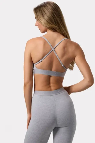 Αθλητικό σουτιέν Soft Active με σταυρωτές τιράντες σε γκρι μάρλ