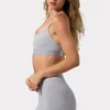 Αθλητικό σουτιέν Soft Active με σταυρωτές τιράντες σε γκρι μάρλ