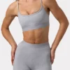 Αθλητικό σουτιέν Soft Active με σταυρωτές τιράντες σε γκρι μάρλ