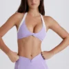 Αθλητικό σουτιέν Soft Active με στριφωτό μπροστινό μέρος και λαιμόκοψη τύπου halterneck σε λιλά χρώμα