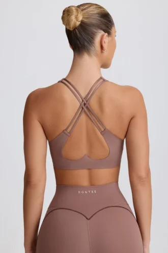 Αθλητικό σουτιέν Soft Active με V-neck σε χρώμα Mocha