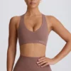 Αθλητικό σουτιέν Soft Active με V-neck σε χρώμα Mocha