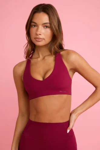 Αθλητικό σουτιέν Soft Active με V-neck σε μπορντό