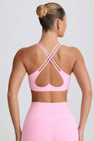 Αθλητικό σουτιέν Soft Active με V-neck σε ροζ χρώμα