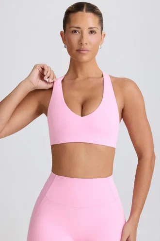 Αθλητικό σουτιέν Soft Active με V-neck σε ροζ χρώμα