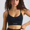 Αθλητικό σουτιέν Super Sculpt Seamless με στρογγυλό λαιμό σε μαύρο