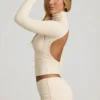Auri Modal Ruched Backless Turtleneck Μπλούζα σε χρώμα ιβουάρ Auri Modal Ruched Backless Turtleneck Μπλούζα σε χρώμα ιβουάρ
