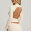 Auri Modal Ruched Backless Turtleneck Μπλούζα σε χρώμα ιβουάρ Auri Modal Ruched Backless Turtleneck Μπλούζα σε χρώμα ιβουάρ