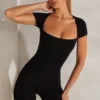 Bea Cap Sleeve Square Neck Unitard σε μαύρο Bea Cap Sleeve Square Neck Unitard σε μαύρο