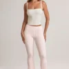 Bebe Modal Foldover Mid-Rise Flared Trousers in Stripe Print Bebe Modal Foldover Mid-Rise Flared Trousers in Stripe Print